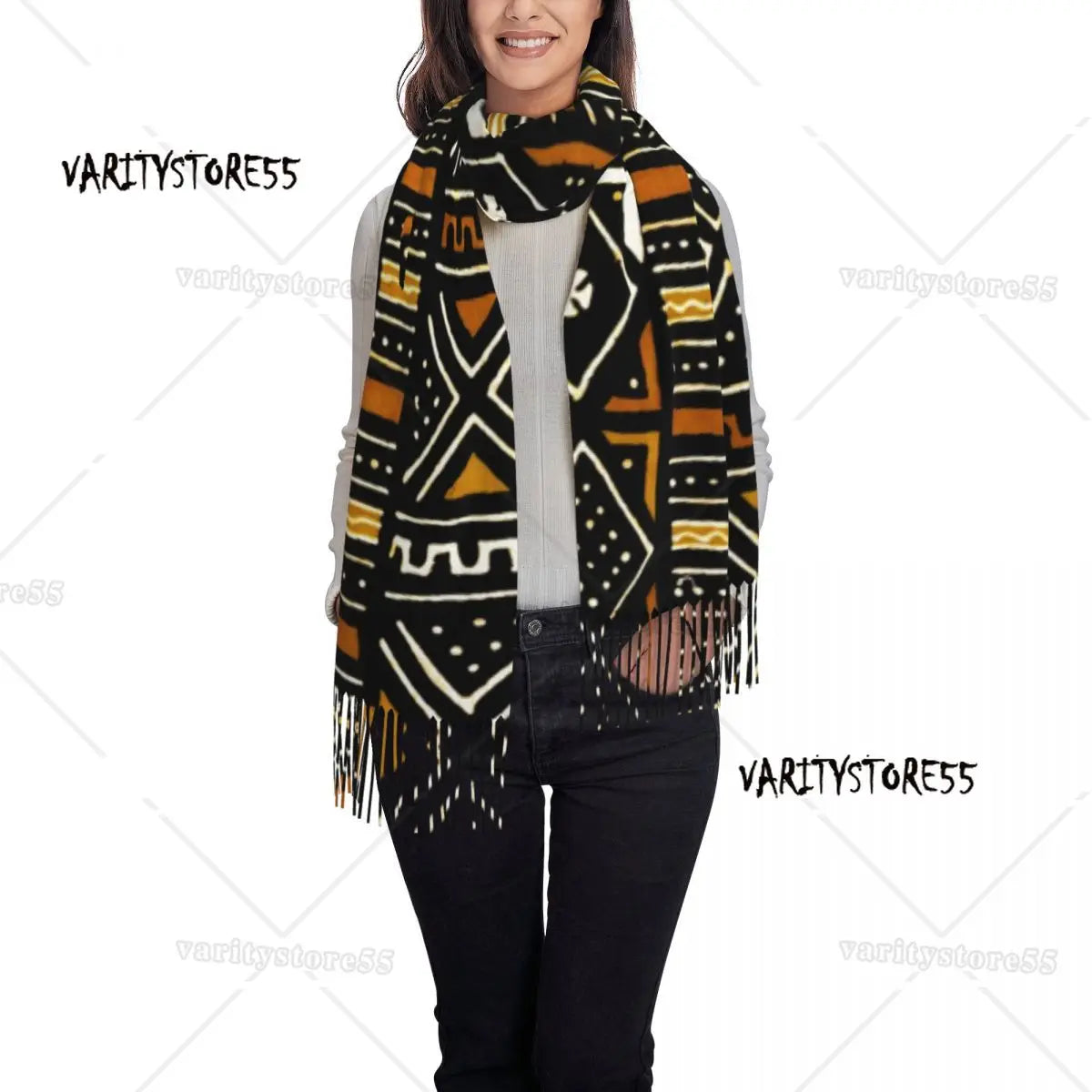 Custom Printed African Bogolan Scarf Men Women Winter Fall Warm Scarves Africa Ethnic Tribal Art Shawl Wrap