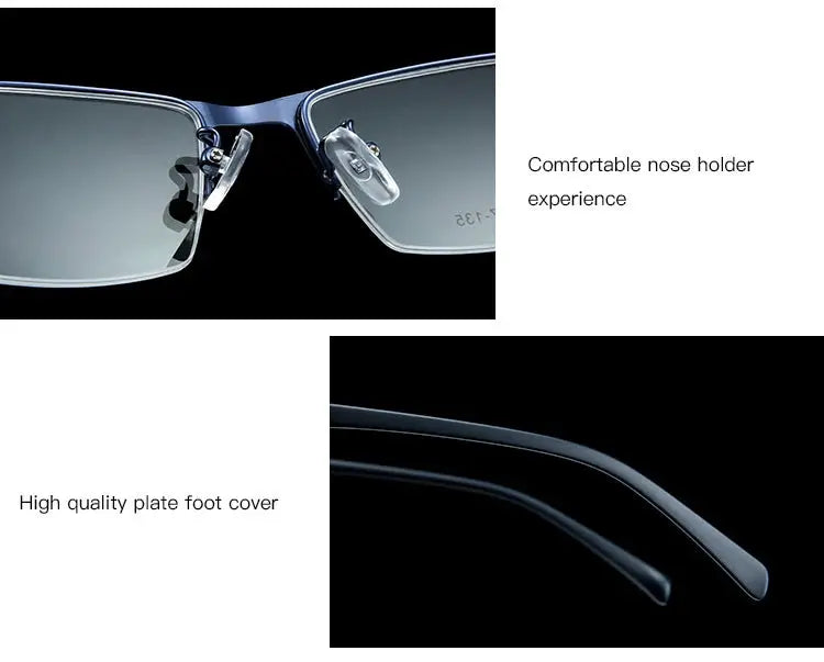 VCKA Half Frame Men Business Myopia Prescription Glasses Alloy Photochromic Anti Blue Ray Shortsighted Eyewear -0.5 TO -10 BAZAARHUBO