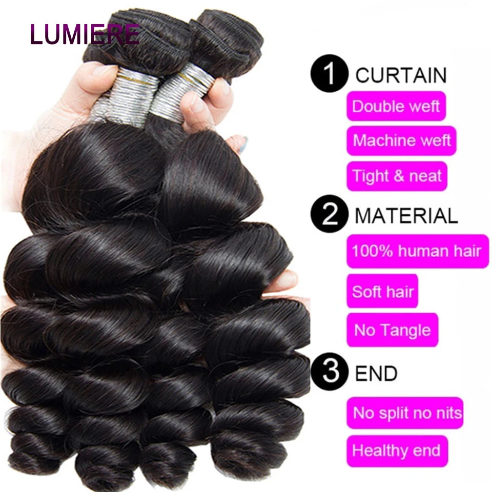 8-40 Inchs Loose Wave Bundles Brazilian Human Hair Weave Bundles 1/3/4 Bundles Deal Top Quality Human Hair Extensions Wholeasle