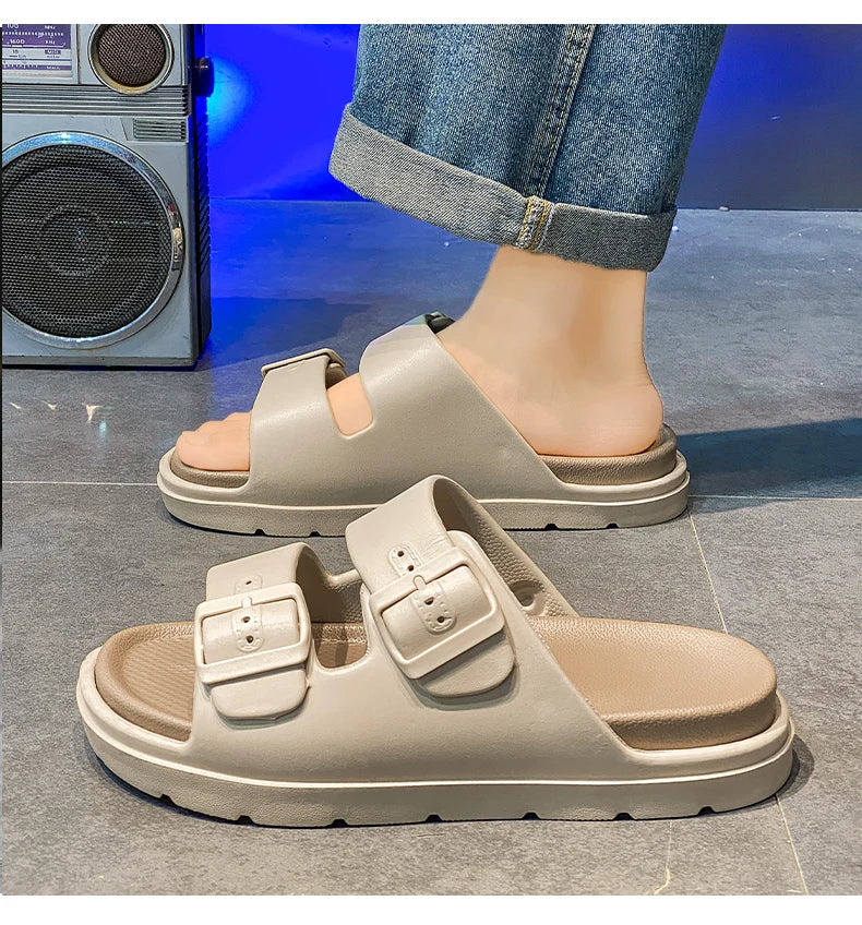 Men's Slippers Indoor Outdoor Sandals Beach Comfortable Soft Thick Slides Design Men Casual Shoes Flip-flops Mens Home Slippers
