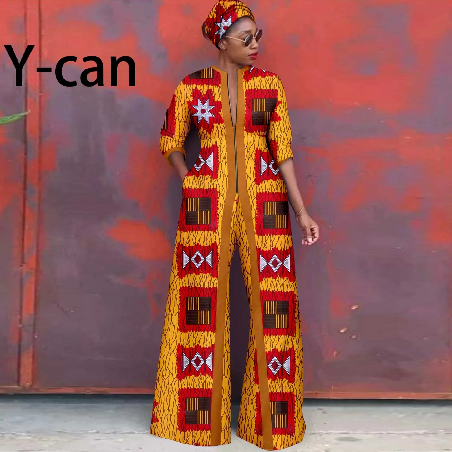 African Clothes for Women New Fashion Women Jacket Long Coat and Pants with Headscarf Ankara Print Elegant Party Dress 2426005