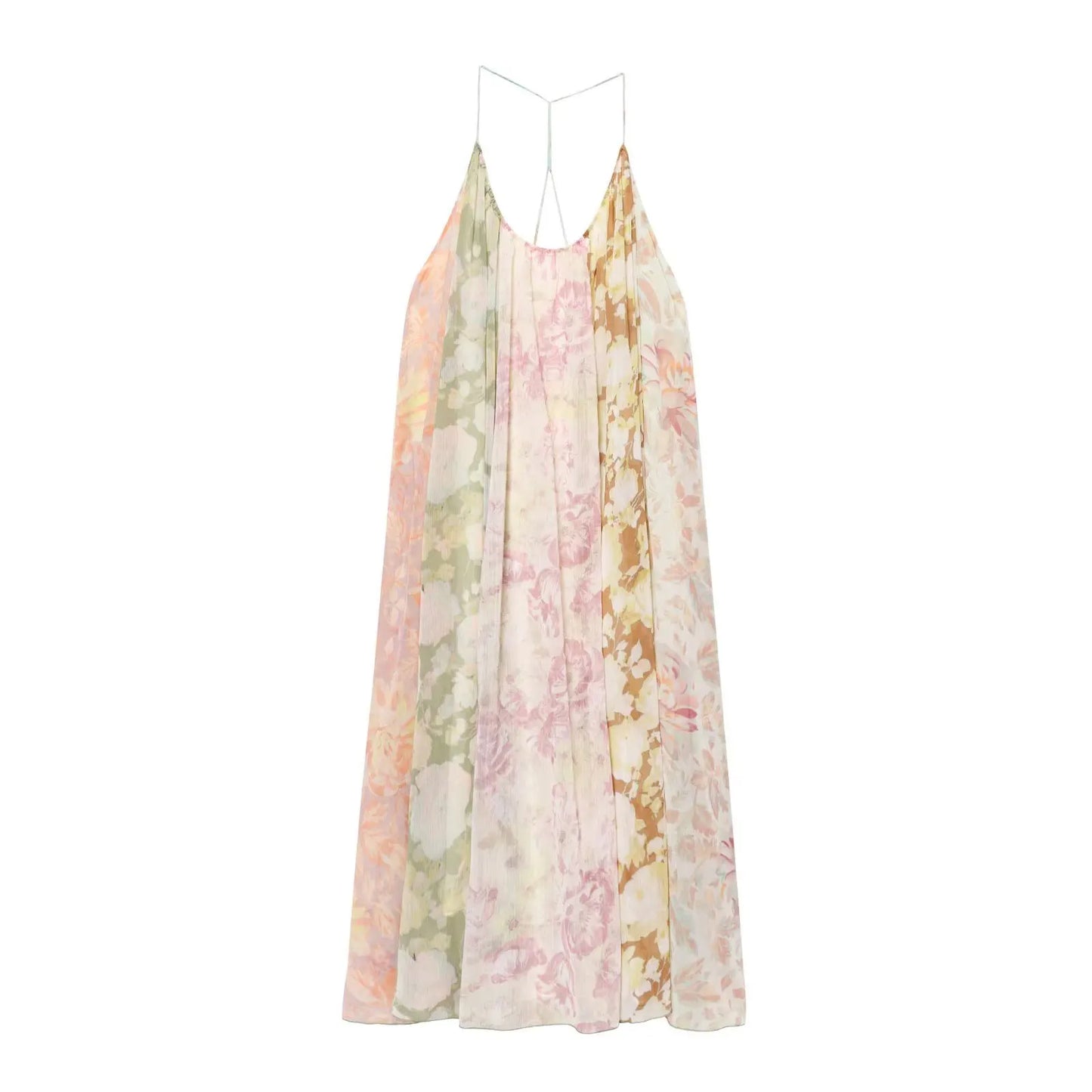HH Summer Fashion Seaside Vacation Style Elegant Suspender Dress With Flower Print Backless Sleeveless Sexy Midi Dresses