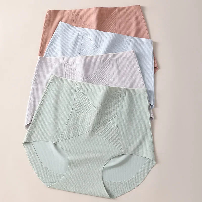 High Waisted Seamless Panties for Women Tummy Control Pure Cotton Non Roll Waistband Butt Lifting Shaping Underwear