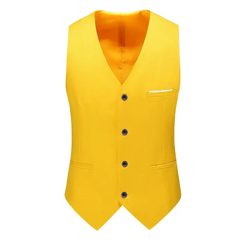 M-6XL Luxurious Fashion High-end Solid Color Men's Official Business Casual Suit Vest Groom Wedding Dress Party Male Waist Coat