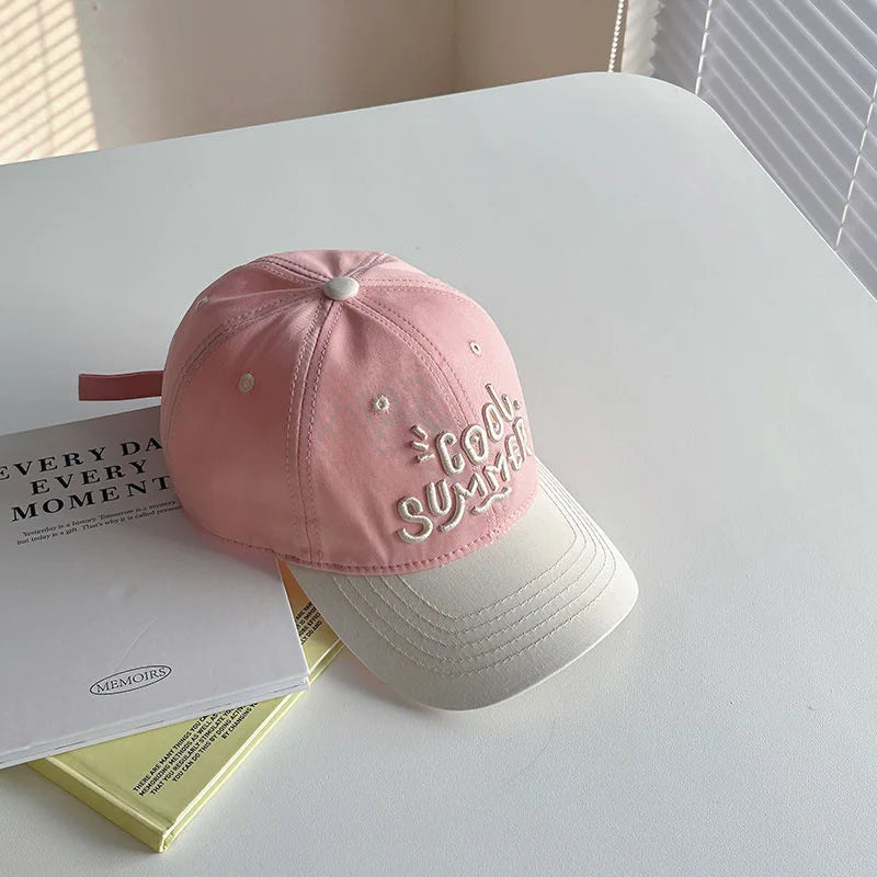 Letter Colorblock Kids Baseball Cap Summer Sunshade Toddler Peaked Hat Korean Embroidered Children Sun Hats