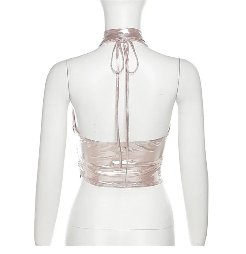 Sexy Backless Suspender Vest Women Punk Streetwear Hollow Design Party Top American Style Irregular Fashion