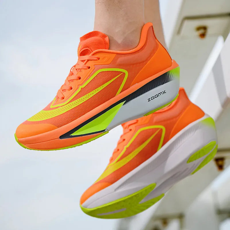 Brand Men's Carbon Plate Running Shoes Soft Cushion Shock Absorbing Sports Shoes Unisex Sneakers Light Anti-Slip Training Shoes