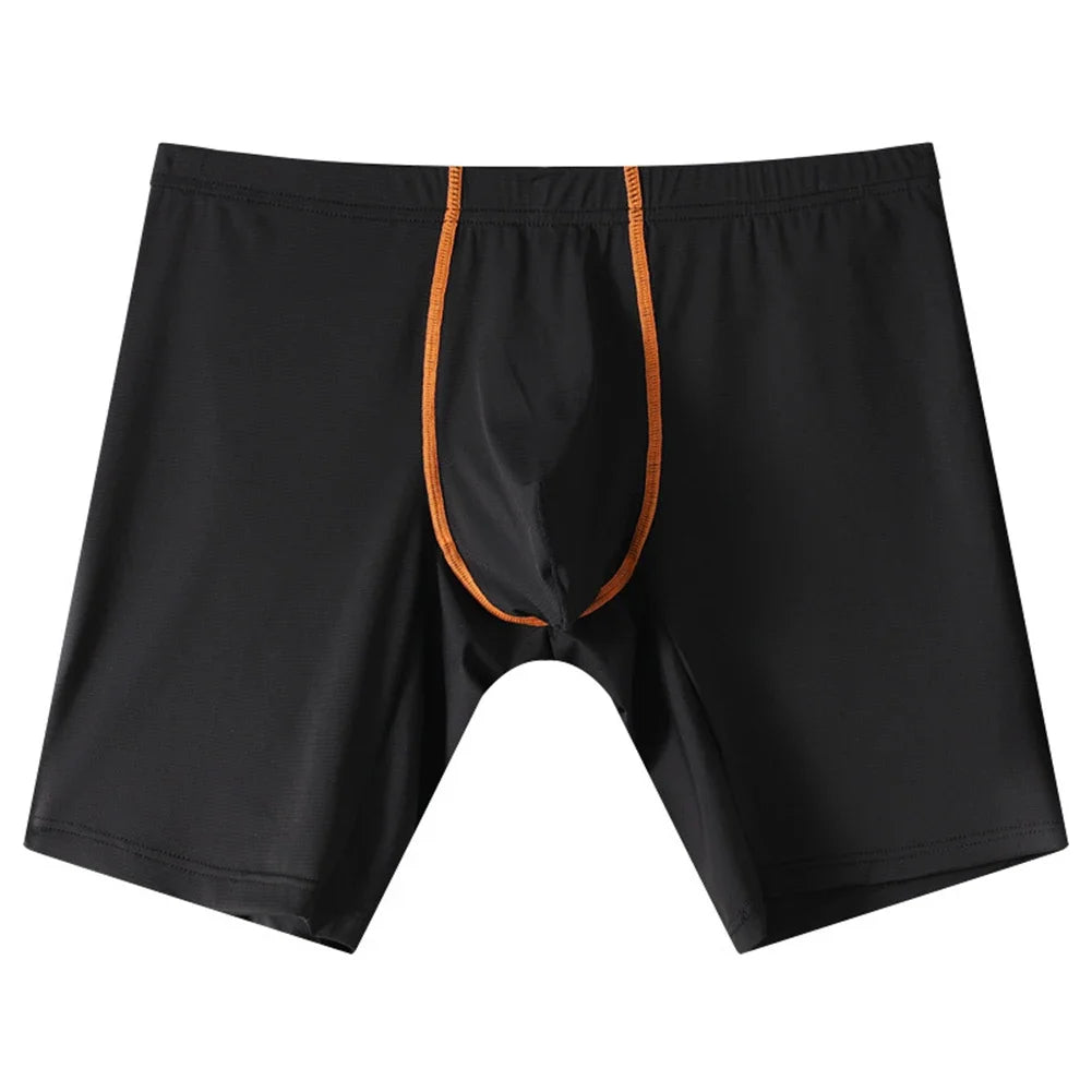 Mens Ice Silk Underwear Lengthened Sexy Lingerie Soft Boxer Briefs Casual Underpants Men Sports Solid Color 5Color Men's Panties