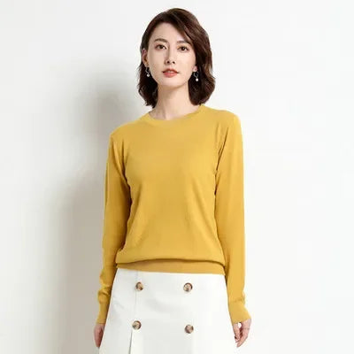Autumn Winter Women's Sweater O-neck Cashmere Solid Pullovers Slim Bottoming Shirt Long Sleeve Casual Basic Pull Femme Sweater