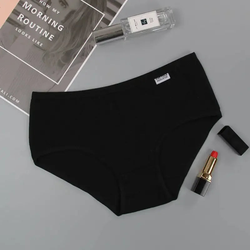 7pcs Women's Cotton Panties Plus Size Sexy Briefs Girls Breathable Soft Lingerie Cute Solid Color Underwear