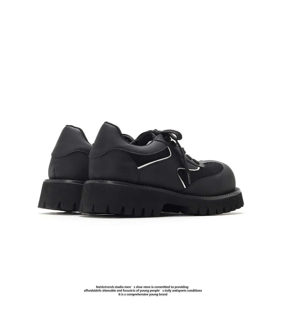 Sports leather shoes for men lightweight mesh splicing genuine leather black thick sole height increasing big head work shoes