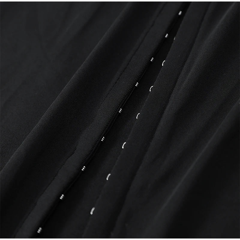 Y2k Black Hollow Out Slit Dress Women Solid Short Sleeve High Neck Slim Fit Maxi Dresses Lady Fashion Evening Party Club Robe