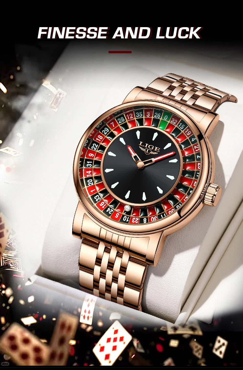LIGE 2025 Creative Luxury Watches Men Roulette Game Dial Fashion Mens Watch Waterproof Luminous Steel Quartz Wristwatches Relojs