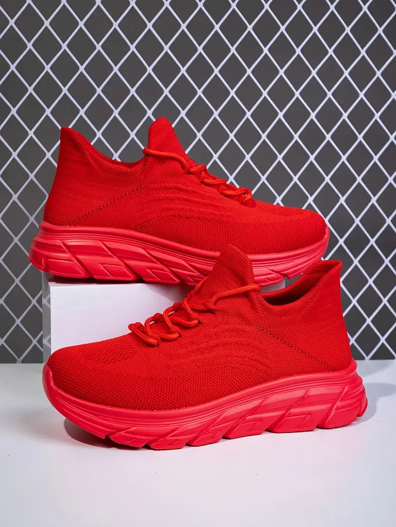 Men's Gray Running Shoes - Breathable Mesh Lace Cushioned Flat Boots Lightweight Sports Training Shoes Casual Style Design Shoes