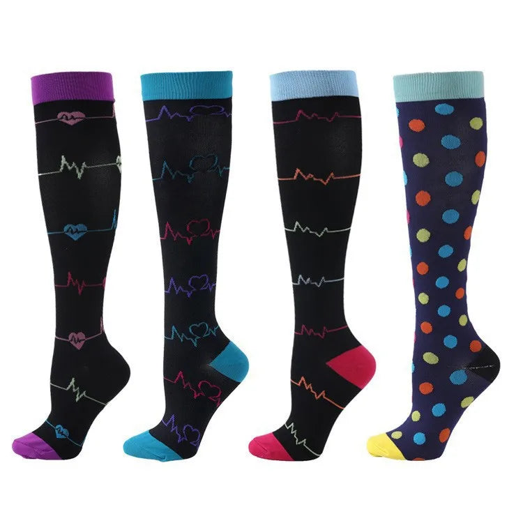 4 Pairs Compression Socks 20-30mmhg High Stockings Men Women Sports Socks For Marathon Cycling Varicose Veins Pregnancy Nursing
