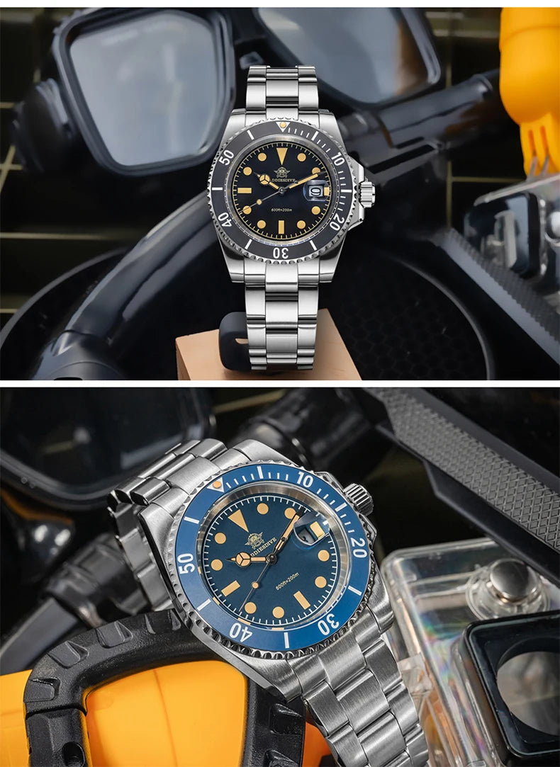 ADDIESDIVE Luxury Quartz Watch For Men Stainless Steel 20Bar Waterproof Dive Super Luminous AD2054 Fashion Watches Reloj Hombre