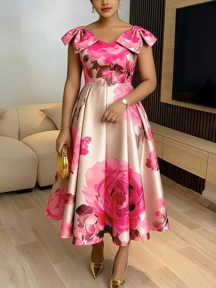 African Dresses for Women Elegant 2026 Dashiki Spring Summer Midi Dress Ladies Traditional African Clothing Ankara Dresses