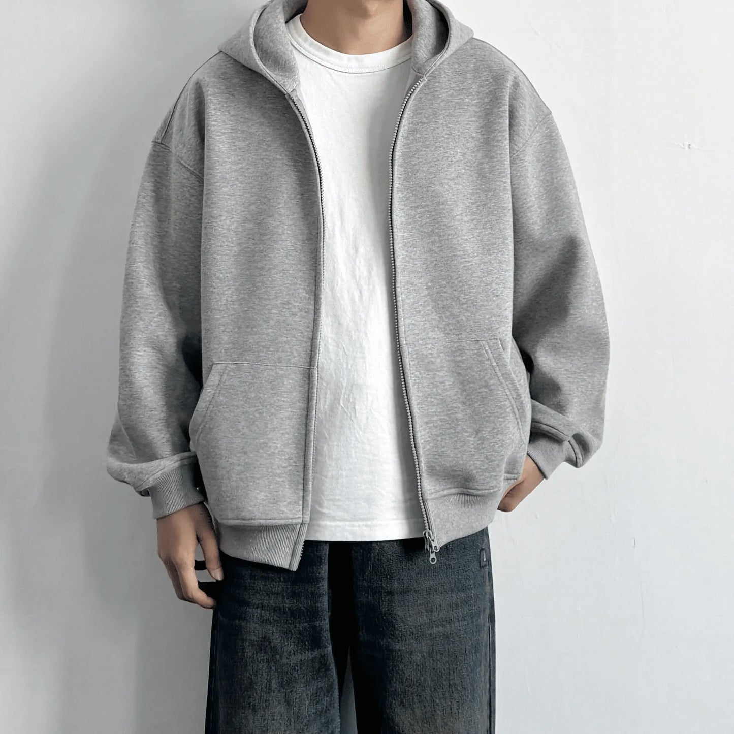 Men's and Women's Universal Warmth Trendy Zippered Hooded Sweatshirt - Fall/Winter Style - Men's - New Long-Sleeved Hooded Sport BAZAARHUBO