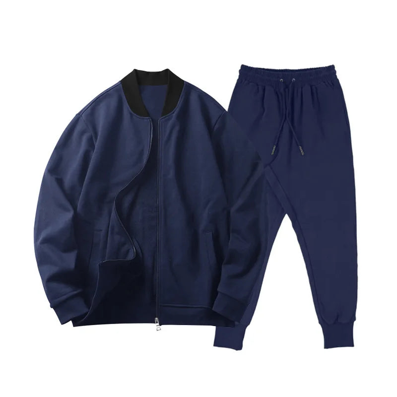 Autumn new solid color jacket men trendy shoulder design stand-up collar large size suit spring and fall fashion