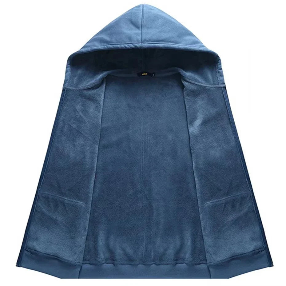 Men's Plus Size Hoodies Jacket Winter Fleece Warm Hooded Sweatshirt Big Size 12XL Coat Man Casual Loose Hoodie 10XL 9XL