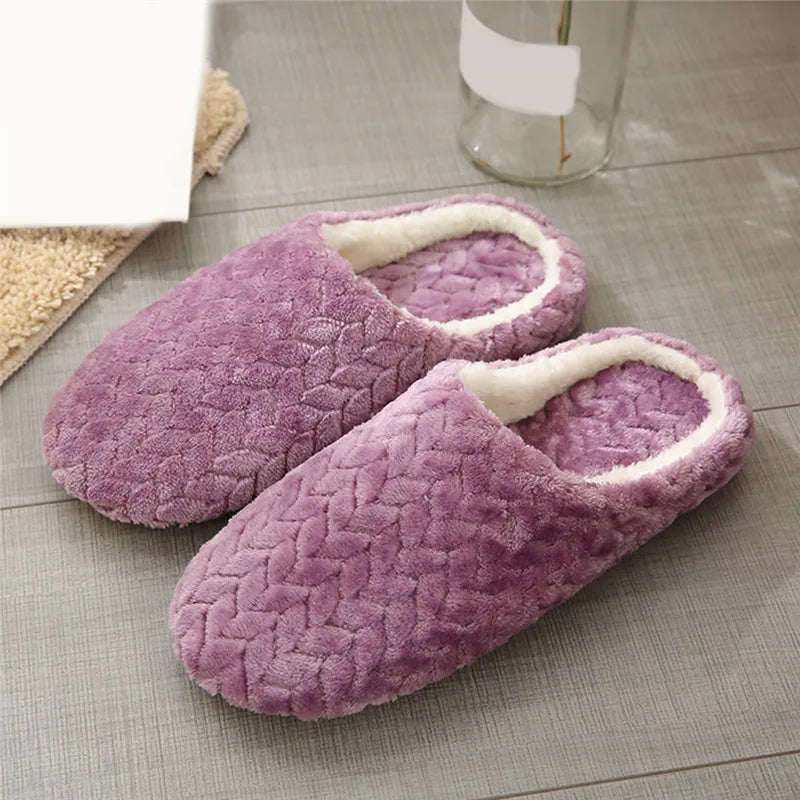 New Soft Sole Slippers Women Men Indoor Floor Flat Shoes Spring Autumn Winter Warm Home Cotton Plush Suede