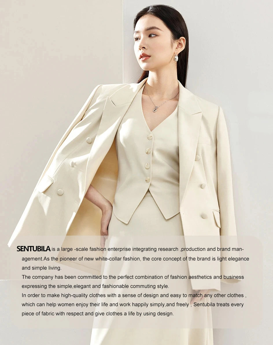SENTUBILA Women Wide Leg Pants Office Lady Work Wear Trouser 2026 Spring Fashion Elegant Commute Full-length Pants 133K51993