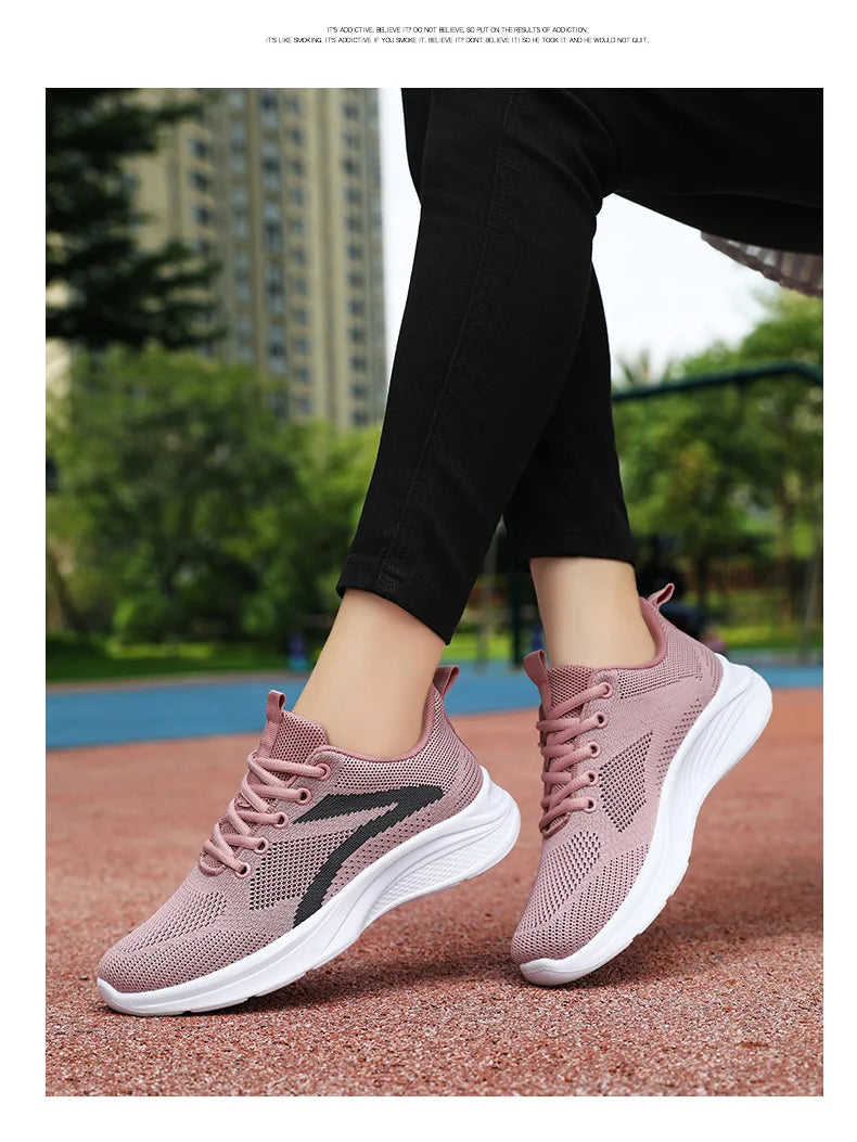 Women Casual Sport Shoes Breathable Lightweight Sneakers Outdoor Mesh Black Running Shoes Athletic Jogging Tenis Walking Shoes