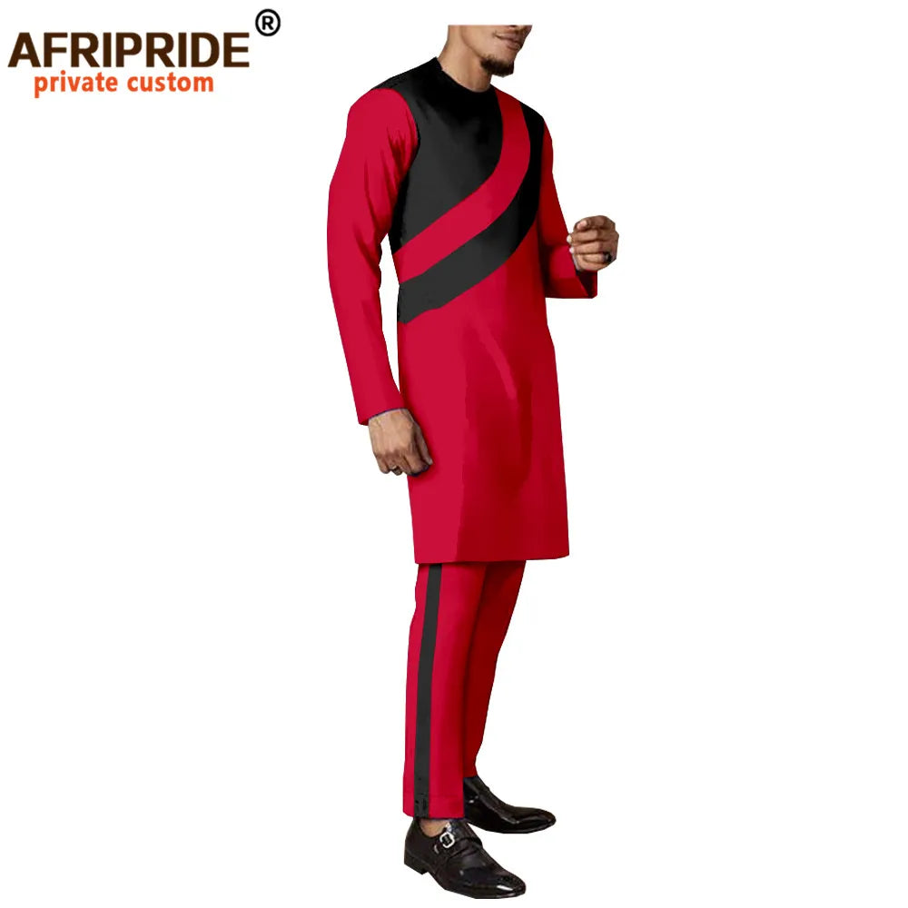 Tracksuit Men African Clothing Long Coats and Trousers 2 Piece Set Traditional Outfits Dashiki Outwear Wax Attire A2016036