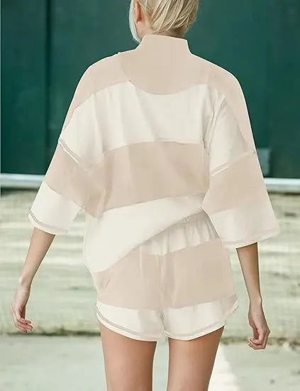 Casual 2 Piece Set Outfit For Women Summer Fashion Comfort Sports Cropped T Shirts Tops And Shorts Commuting Sports Shorts Sets