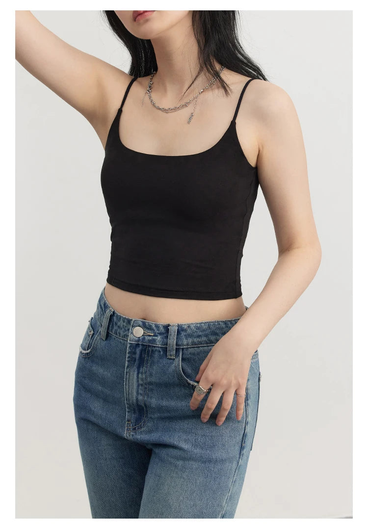 CHIC VEN Women's Tanks New Loose Short Camis Sleeveless Solid Crop Top Woman Clothing Spring Summer 2023