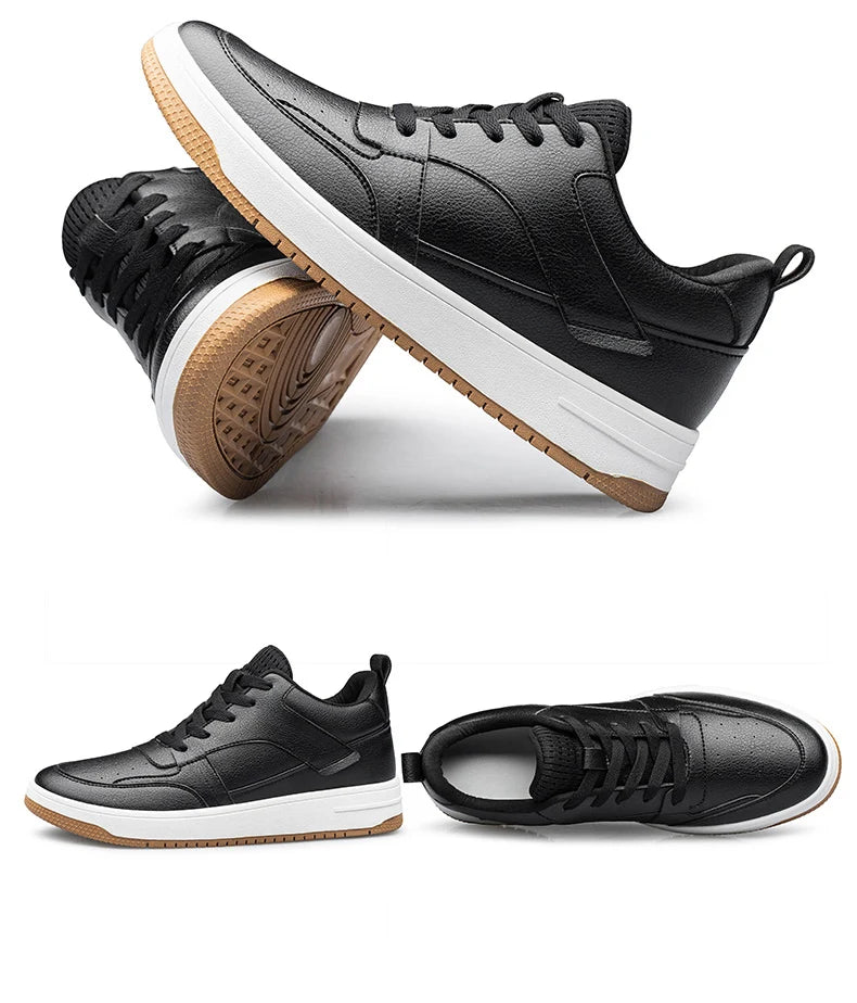 Men Genuine Leather Casual Shoes Men Sneakers Men Skateboard Shoes Comfortable Platform Male Footwear Height Increase Insole 6-8