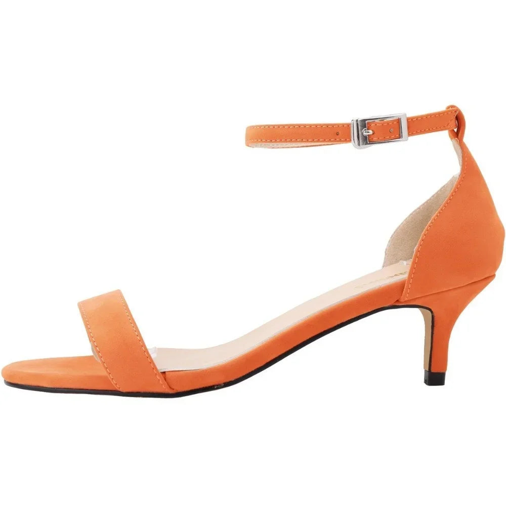 Fashion 2026 Summer Women's Sandals Ankle Strap 5cm Low High Heels Open Toe Female Buckle Velvet Sexy Pumps Red Wedding Shoes