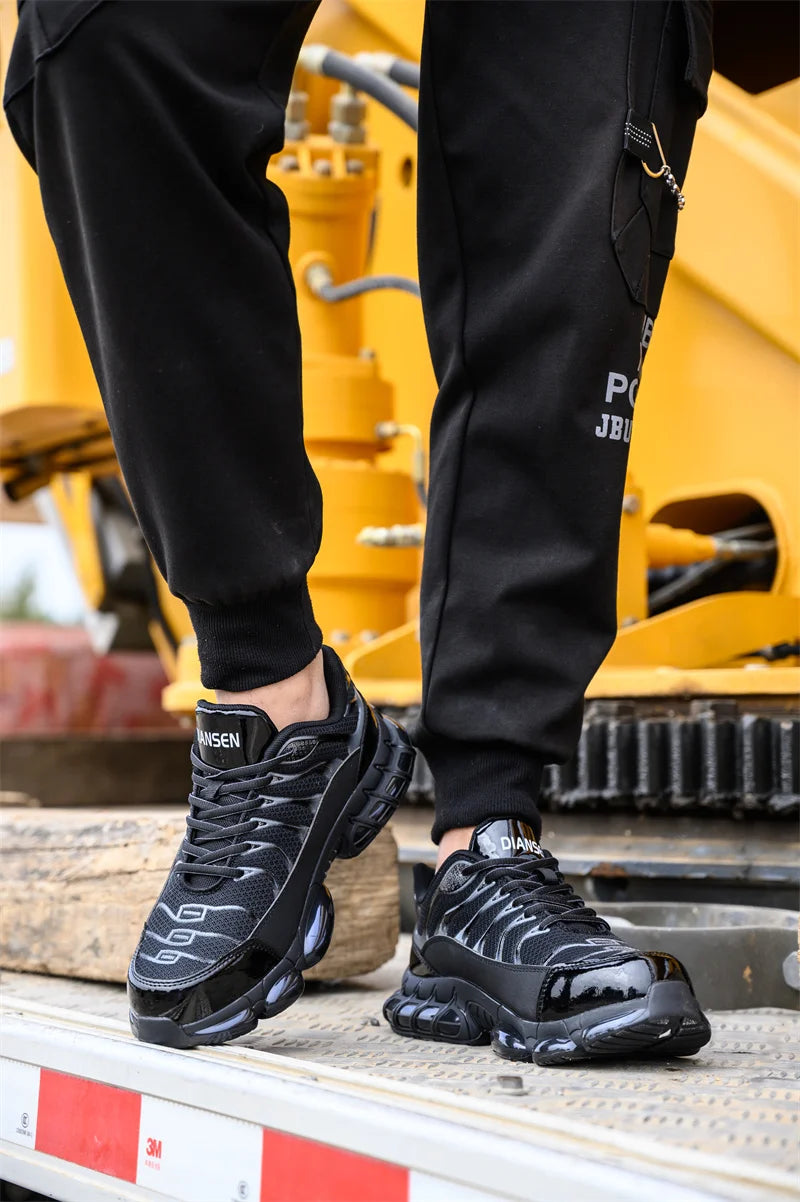 Air Cushion Steel Toe Work Safety Shoes Men Women Non Slip Sneakers Anti-Smash Puncture Proof Security Breathable Shoes Unisex