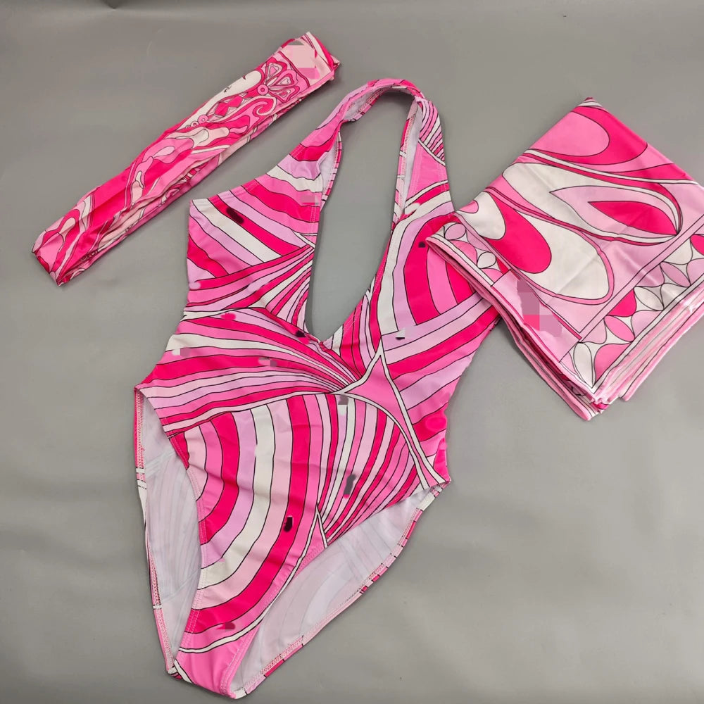 Hot Sales Latest Fashion Luxury 3 Pieces Swimsuit With Headband Beach Scarfs 2026 Summer Sexy Women Bikini Designer Swimwear