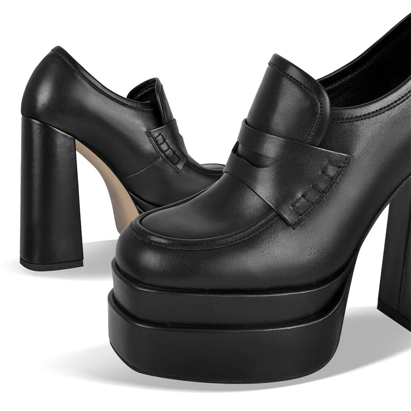 Richealnana  Women Pumps Red Matte Double Platform Punk Fashion Shoes