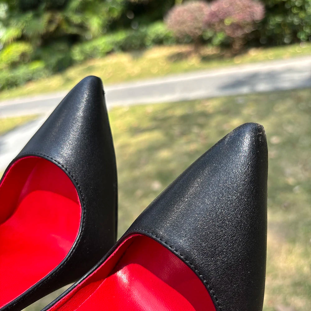 2026 Customize Side V Cut 16cm Ultra High Heels Matte Black Red inside Woman Pumps Curl Cut Slip on Pointed toe T-stage Shoes