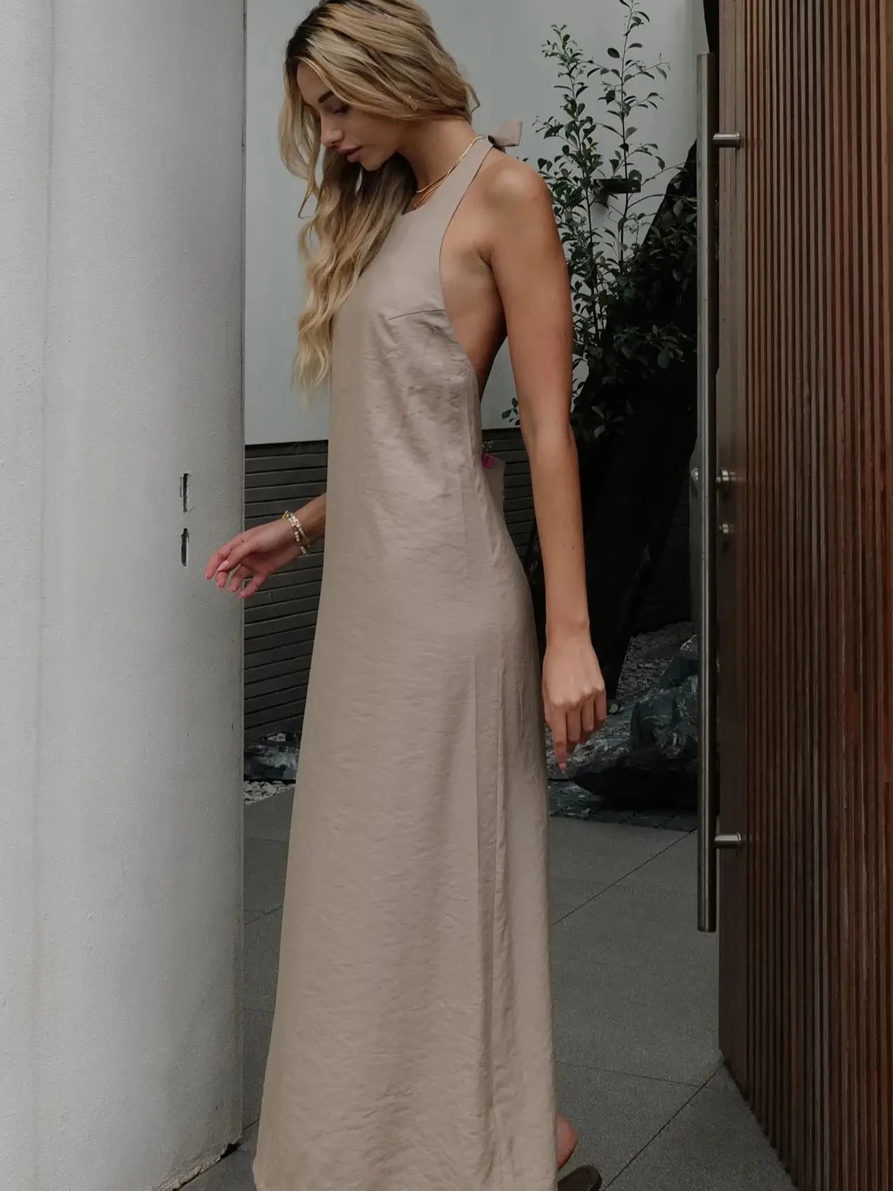 Kaleirda Summer Women Backless Elegant Ankle Length Dress Polyester