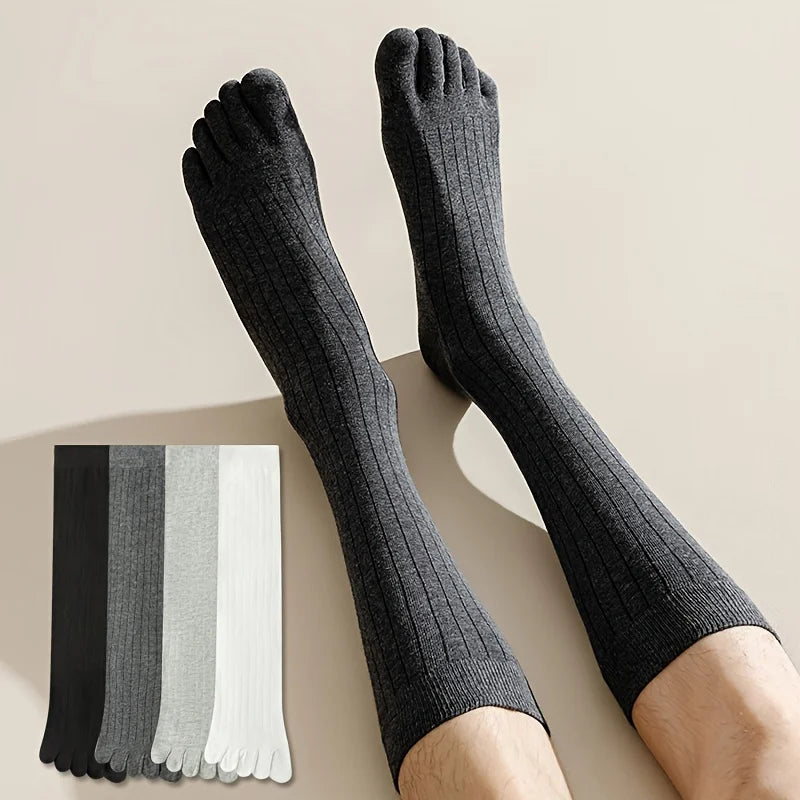 Men's Cotton Sweat Absorption Split-toe Knee-high Socks Breathable High Quality Soft Male Sock Comfortable Fashion Casual Sox