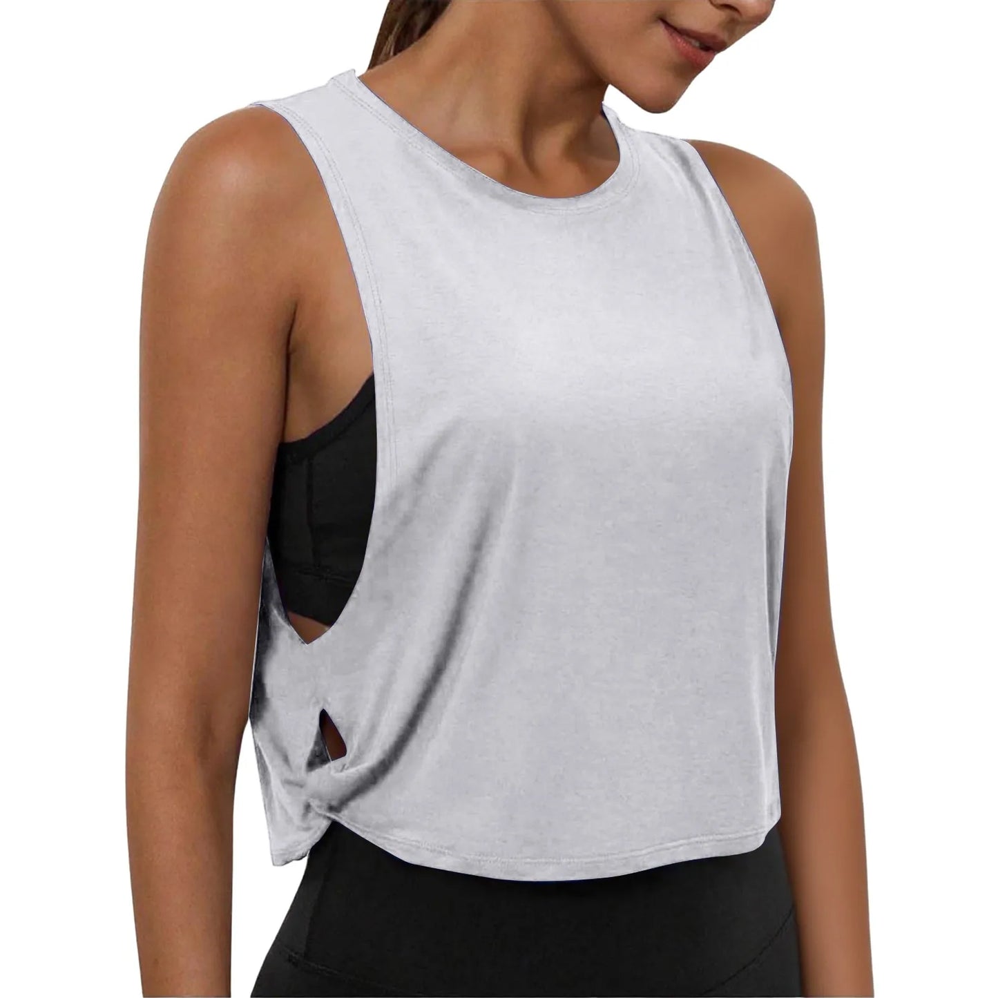 Women Sleeveless Yoga Top Breathable Gym Vest Tank Crop Top Running Tee