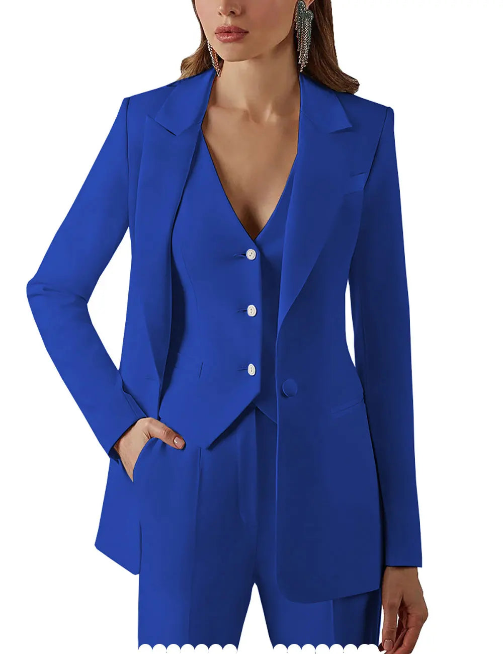 Womens Suits for Office Work 3 Pieces Set Lady Blazer Business Suit Set Work Pant Vest Jacket (Blazer+Vest+Pants)
