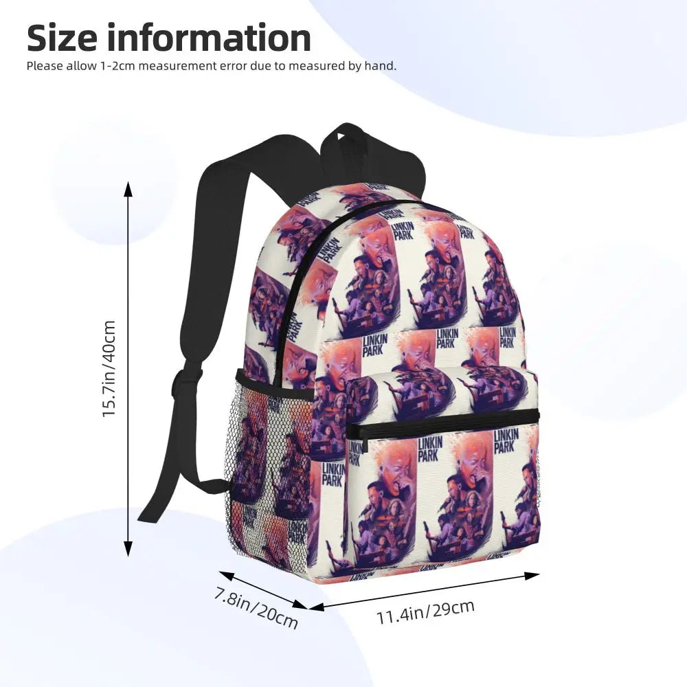 L-Linkin-S P-Park-S Band Student Backpack School Bag Hiking Travel Daypack for Boys Girls Fashion Bookbag Shoulder Bags