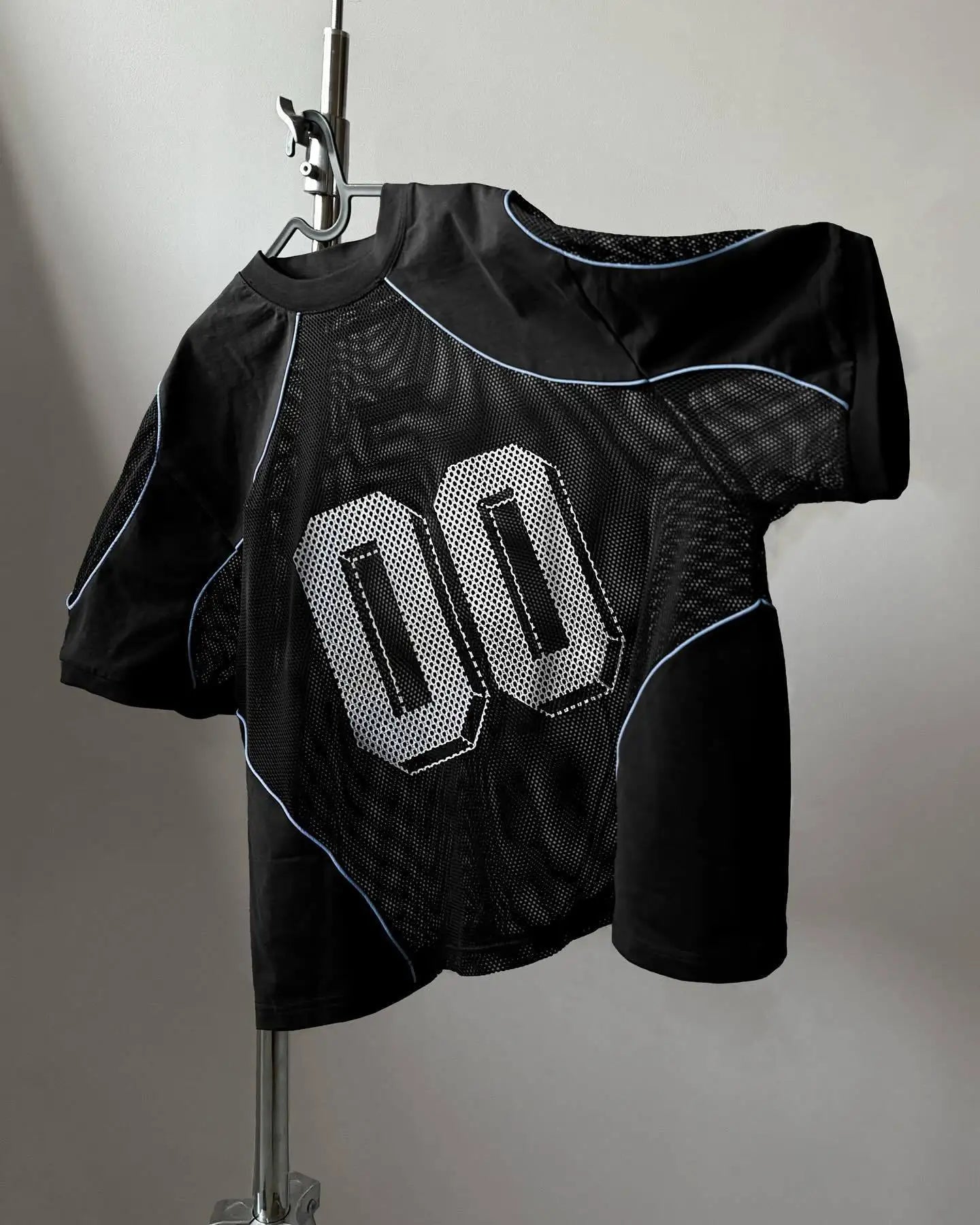 Summer European/American Fashion Mesh Patchwork Loose Top for Men Digital Pattern Printed Breathable Sportswear Couple Jersey