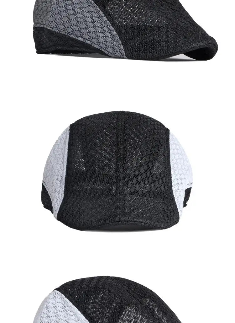 Big Head 58-61cm Summer Men Newsboy Breathable Cap Mesh Cabbie Golf Driving Sun Flat Beret Hats Caps Visors BAZAARHUBO