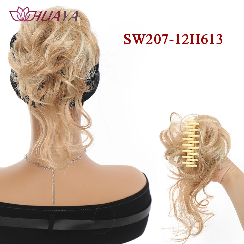 Synthetic Hair Bun Chignon for Women Messy Bun Hair Piece Tousled Updo Hair Extensions With Claw Clip Curly Hairpins Black Brown