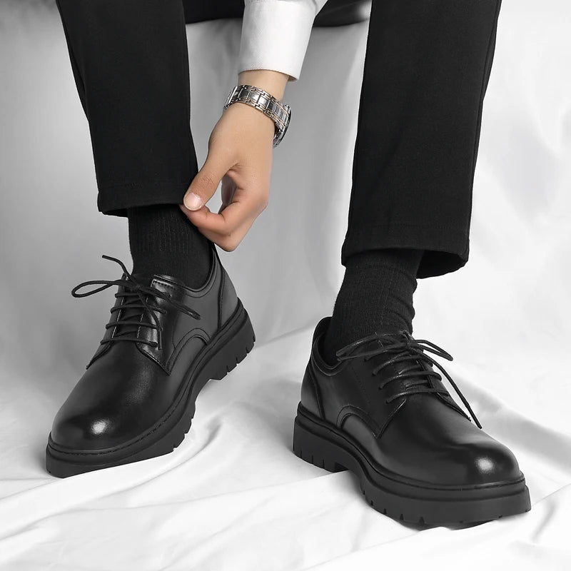 Luxury Leather Male Oxford Shoes Brown Black Mens Dress Shoes New Fashion Round Toe Men's Business Casual Shoes Formal Footwear