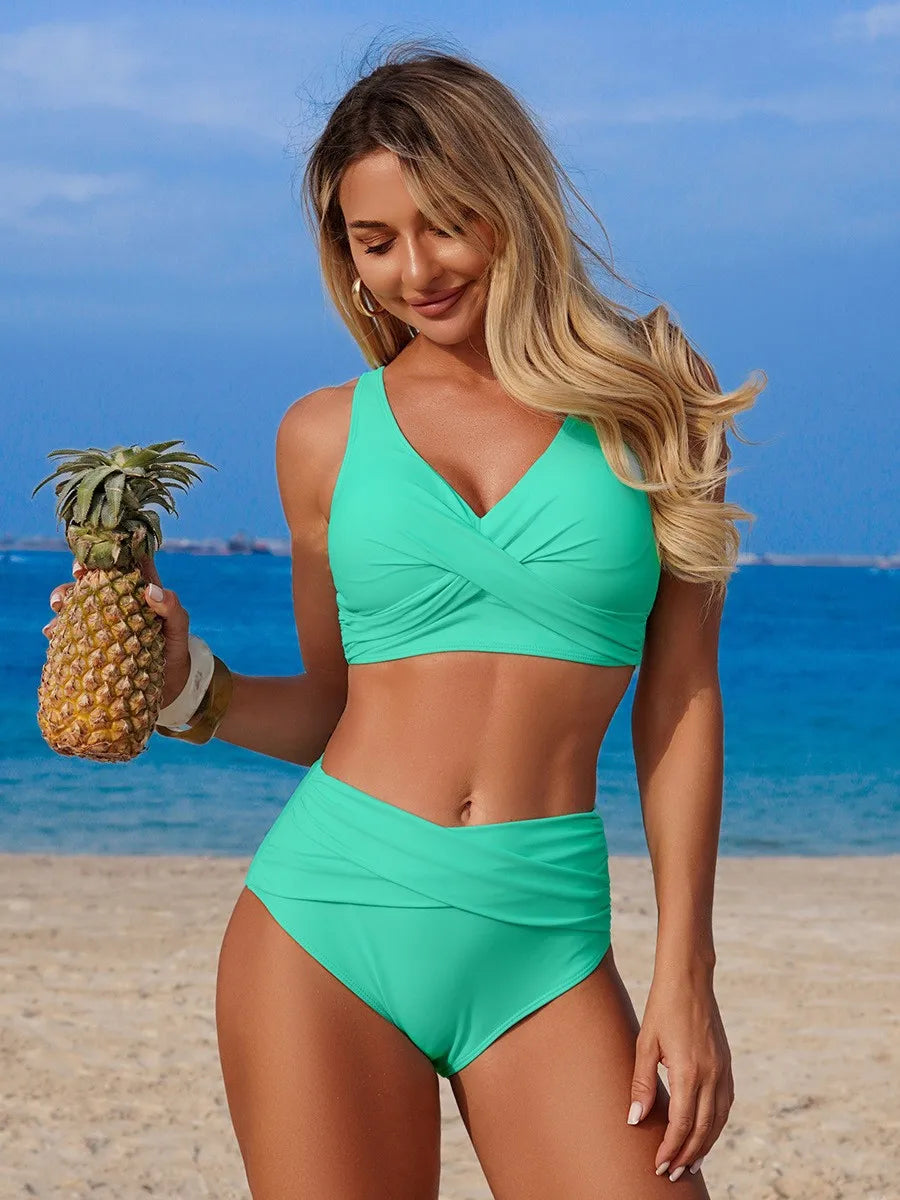 2025 girl Women's Clothing Swimwears European American new bikini sexy split swimsuit high waist swimsuit set bikini Bikinis Set