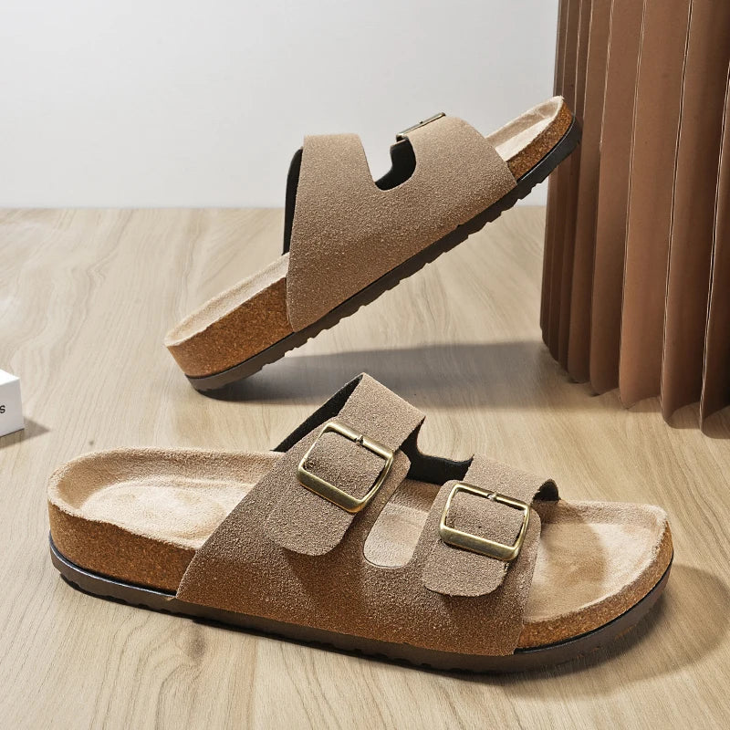 Brand Men Women Sandals Summer Designer Couple Cork Clogs Sandals Luxury Classic Unisex Mules Beach Slide With Adjustable Buckle