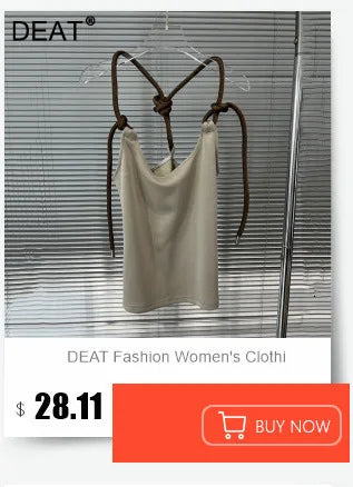 DEAT Fashion Vintage Bandage Design Hollow Out PU Short Strapless Vest For Women Outwear High Street Tank Tops Female 11A04791