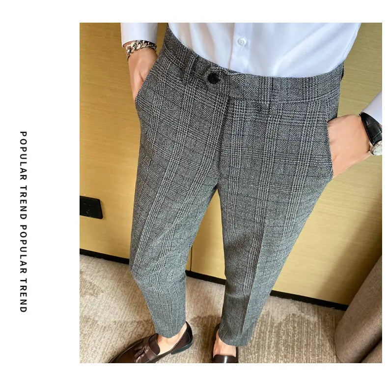 Spring and Autumn Checked Trousers for Men Are Trendy, Fashionable, Cool and Versatile, as Well as for Business and Casual Wear