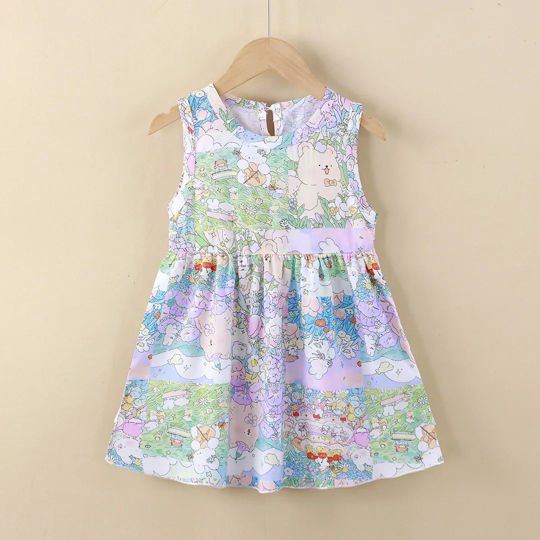Girl Dress Summer Kids Clothes Girls Children Printed Beach Dresses Sleeveless Princess Party Outfit Children's Casual Clothing